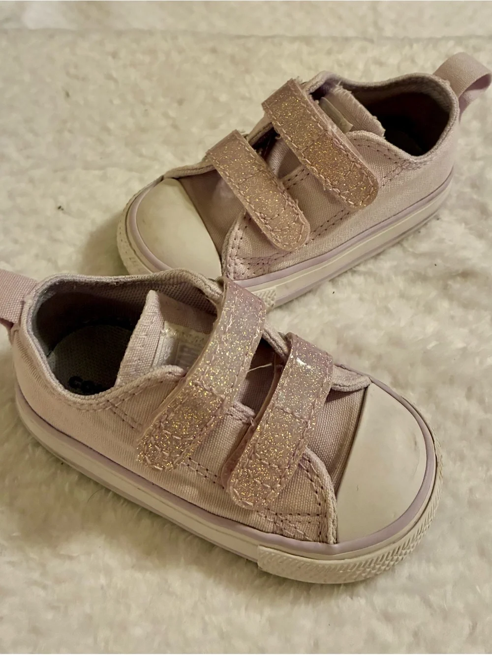 Converse All-Star Toddler Baby Sz 4 Disco Glitter Sneakers Lilac Purple Violet